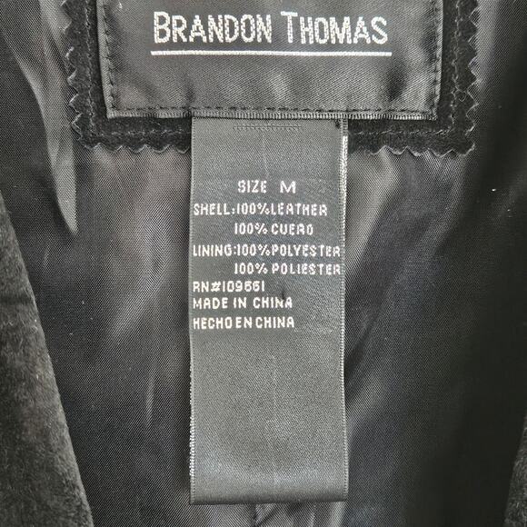 Brandon Thomas Black Suede Jacket Barn Coat Size M Genuine Leather Retro - Picture 5 of 9